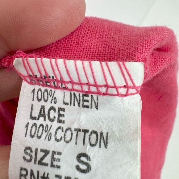 Via Signoria Dress Women Small Pink Sleeveless Scoop Neck Mini Linen Boho beach - Picture 8 of 8